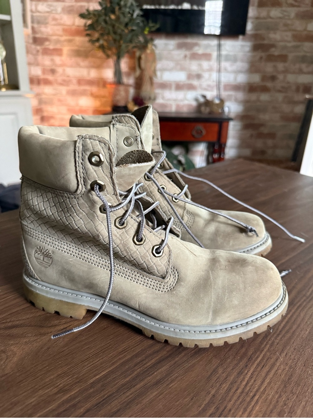 Timberland Grey Nubuck Lace-Up Boots
